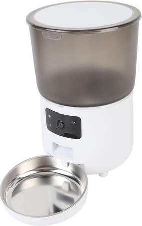 Automatischer Futterautomat von OutsideWorld mit App-Steuerung für Katzen und kleine Hunde, 4l Füllmenge, Weiß