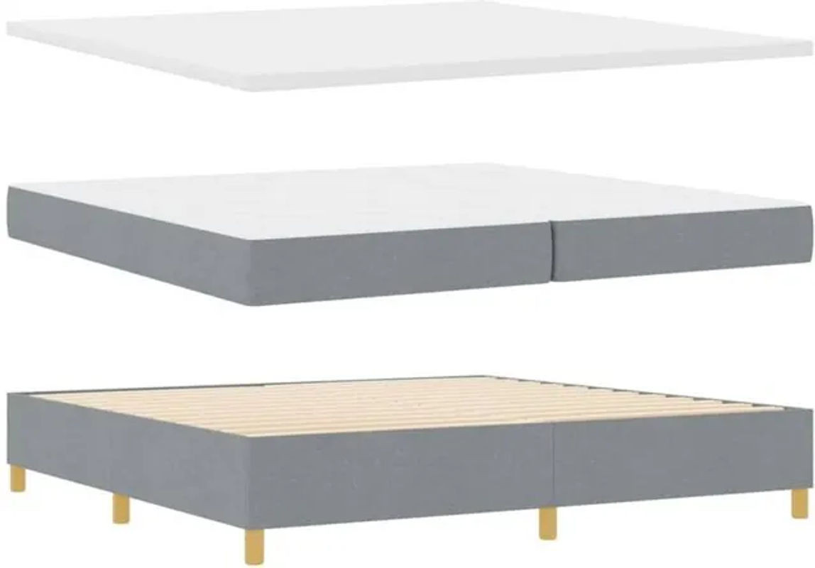 vidaXL Boxspringbett mit Matratze in Grau, Modernes Design aus Stoff und Holzwerkstoff, B/T/H: 200 x 200 x 128 cm - Bild 1