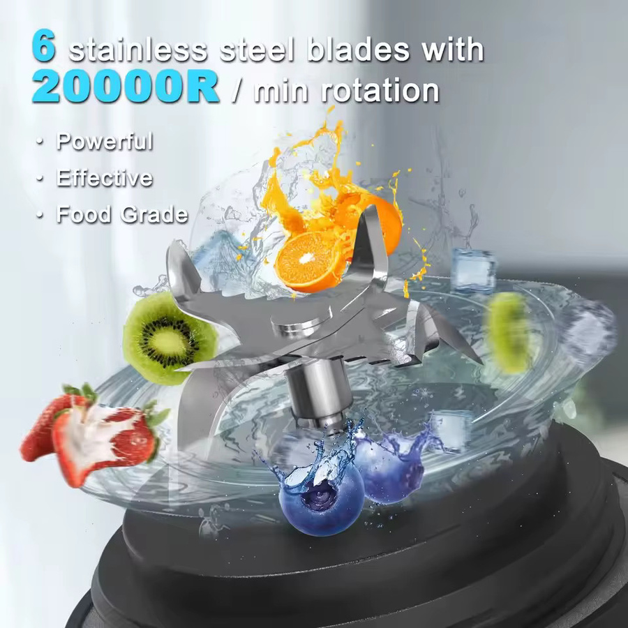 HAOYUNMA Tragbarer elektrischer Smoothie-Mixer mit 600 ml Volumen, USB wiederaufladbar, 4000 mAh, bunt - Bild 5