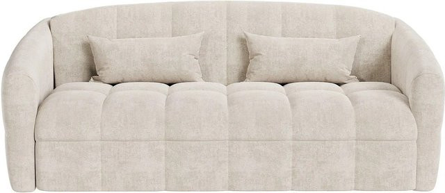 Vente-unique Schlafsofa Retuna Beige mit Samtbezug Breite: 220 cm, Tiefe: 90 cm, Höhe: 105 cm - Bild 1