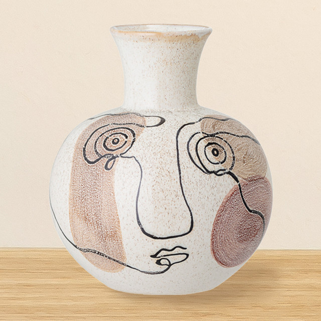 Bloomingville Steingut Vase Irini Weiß Modernes Tabletop - Bild 1