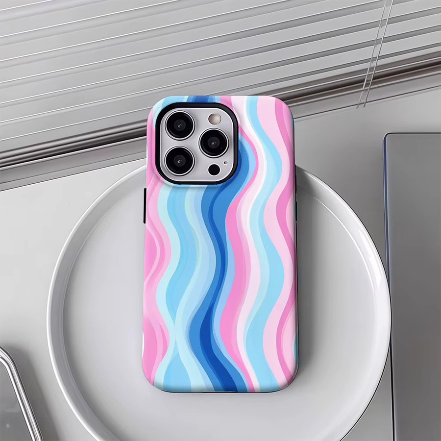 Potdemiel Handyhülle Bunte Wellen für iPhone 17 16 15 14 13 12 Pro Max Plus mit doppelschichtiger Rückseite in Multicolour - Bild 2