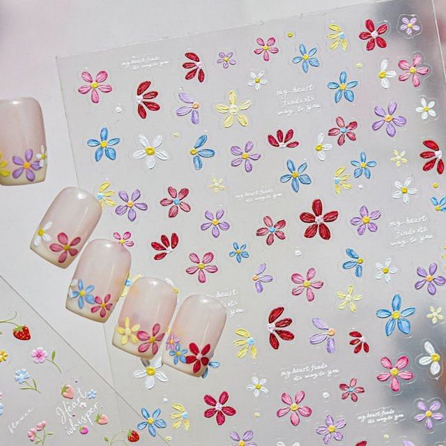 NAILFYOU Nagelaufkleber, 5D Blumen, Bunt, Geprägt, Unisex - Bild 1