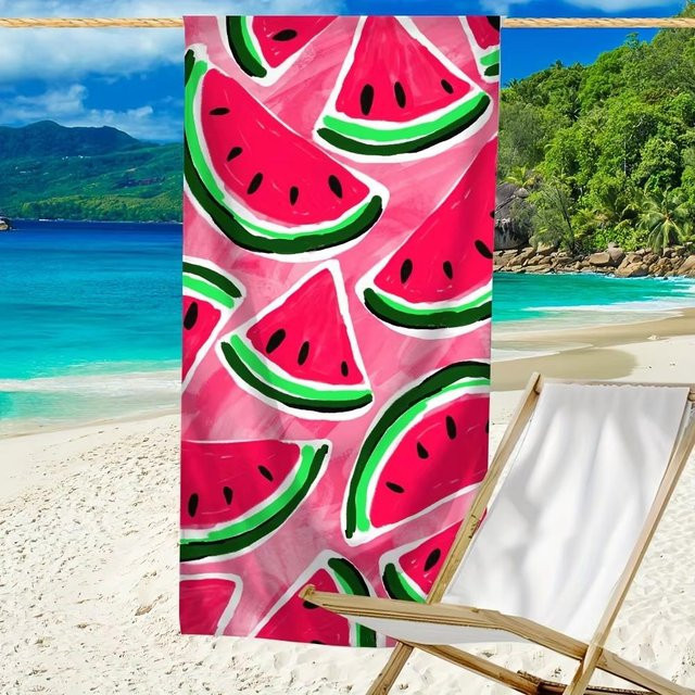 Schnelltrocknendes Wassermelonen Strandtuch von JMG Household Supplies in Pink/Multicolour, B/H: 80 x 160 cm - Bild 1