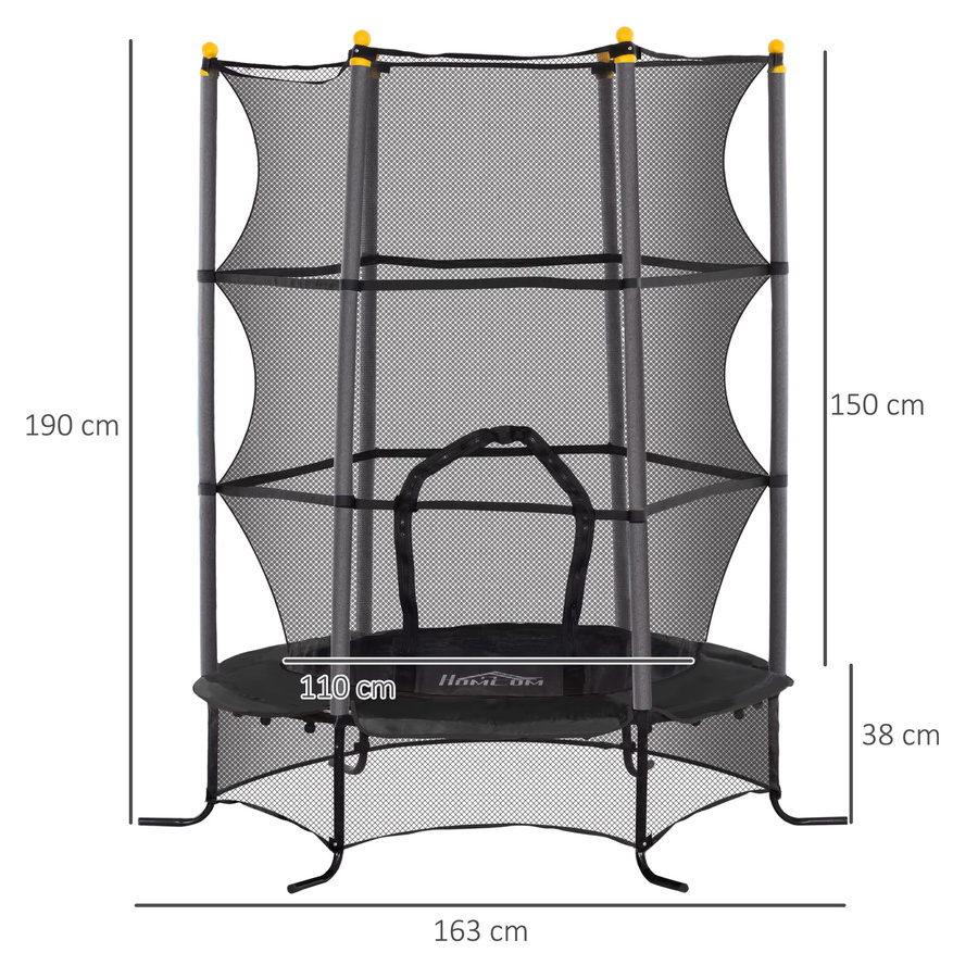 HOMCOM Kinder Trampolin mit Sicherheitsnetz Blau Stahl Kunststoff 3-10 Jahre - Bild 3