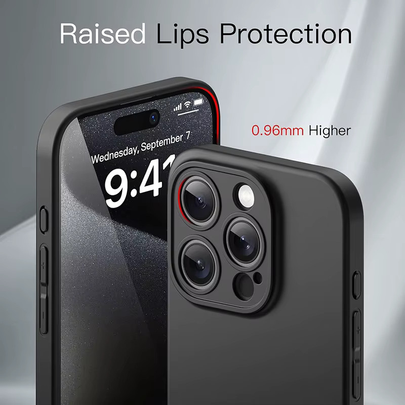 Matte Silikon-Schutzhülle für Apple iPhone 16 15 14 13 Pro Max Plus Mini SE in Schwarz - Bild 3