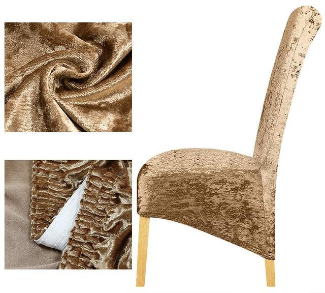 Leorate Stretch Esszimmer Stuhl Abdeckung aus Samt in Gold, Waschbar und Rutschfest - Bild 1