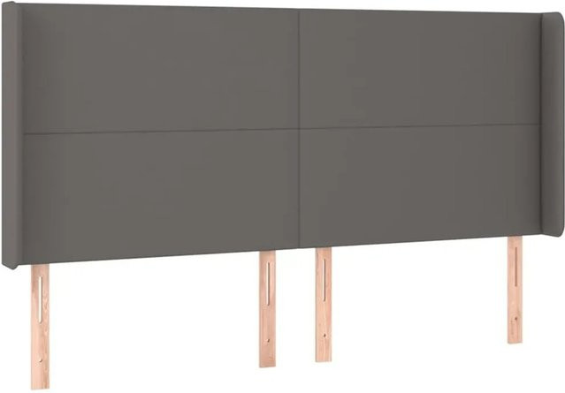 vidaXL LED Kopfteil in Grau aus Kunstleder mit integrierter Beleuchtung und USB-Ladeport, B: 183 cm, H: 118 cm, T: 16 cm - Bild 1
