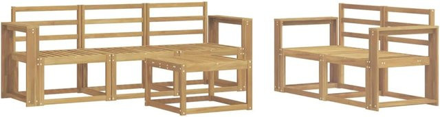 vidaXL Outdoor-Sofagarnitur 6-teilig aus Akazienholz in Weiß mit Tisch und Polstern, B/T/H: 59 x 59 x 37 cm - Bild 1