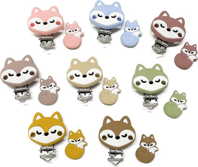 Schnullerclips Set, Cartoon-Silikon-Fuchs, Kinder - Bild 1