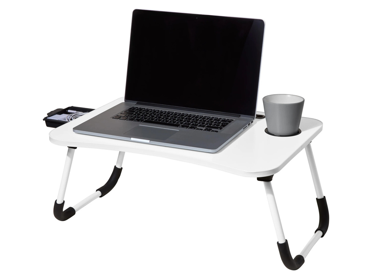 LIVARNO Laptoptisch in Weiß mit klappbarer Platte für das Büro, B/T/H: 39,5 x 25,5 x 39,5 cm - Bild 2
