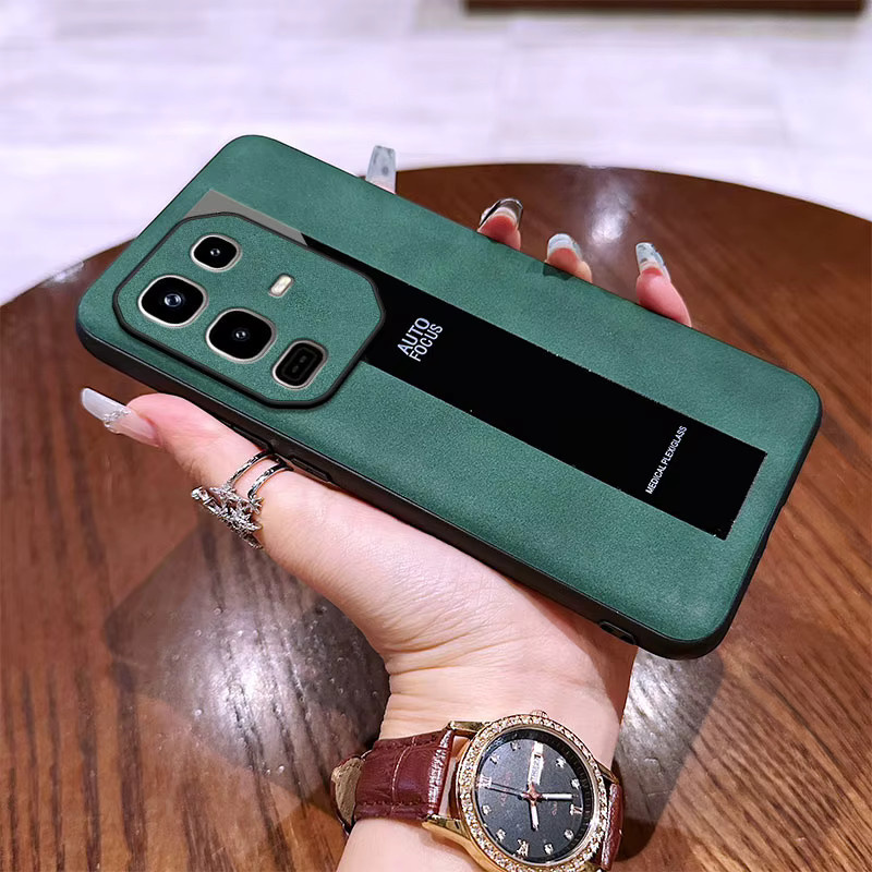 Schaffell Handyhülle aus PU-Leder für Infinix Note 50X 50S Pro Plus in Grau, rutschfest und stoßfest - Bild 1