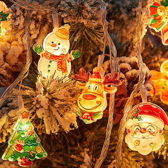 Feimefeiyou Acryl LED Lichterkette als Vorhang mit Schneemann und Weihnachtsmann in Warmweiß und Multicolour für Weihnachten und Partys - Bild 1