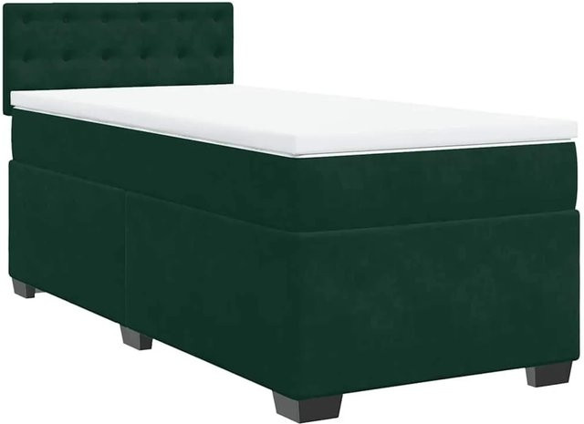 vidaXL Boxspringbett mit Matratze Dunkelgrün Samt B/T: 100 x 200 cm - Bild 1