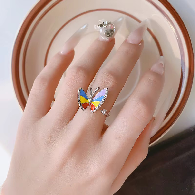 GaGa-Duck Ring, 925 Silber, Bunt, Diamant, Zirkonia, Schmetterling - Bild 2