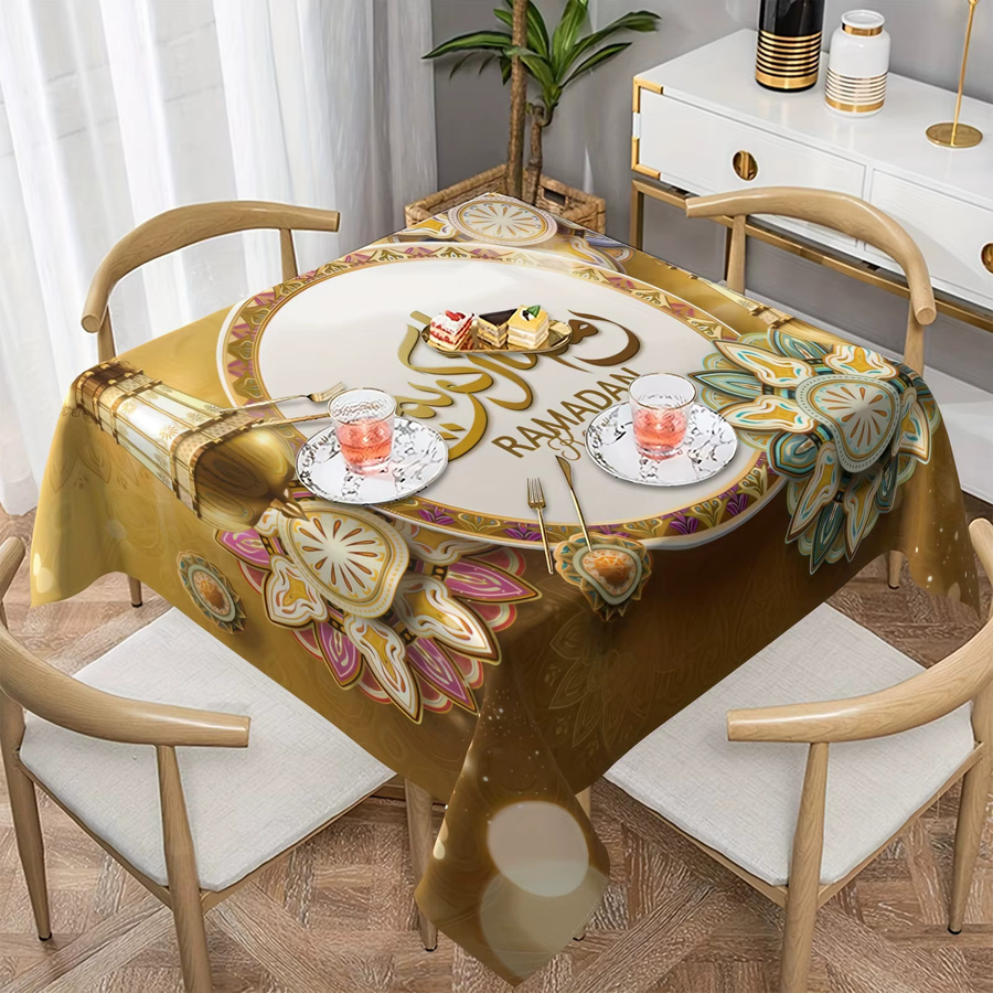 ZZN Ramadan Tischdecke mit goldenem Halbmond und arabischer Kalligraphie aus Polyester - Bild 2