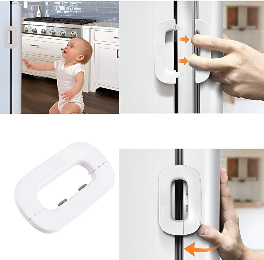 Multifunktionales Klebeverschluss-Türschloss in Weiß zur Babysicherheit für Kühlschränke, Gefrierschränke, Türen und Schubladen ohne Bohren - Bild 2