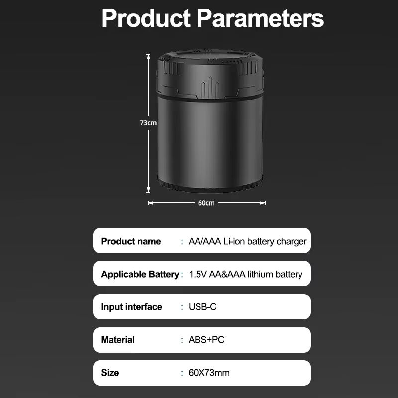 Robinella Intelligentes 1,5 V AA AAA Batterieladegerät mit LED-Anzeige in Schwarz für Lithium-Ionen-Batterien - Bild 3