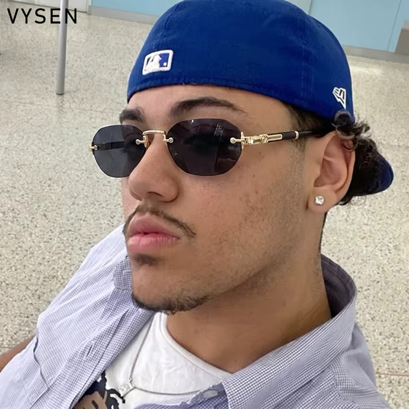 VYSEN Sonnenbrille, quadratisch, randlos, Metall, schwarz, Herren - Bild 2