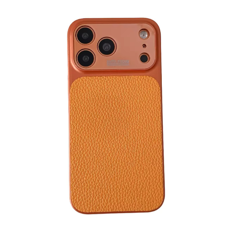 Luxuriöse iPhone Handyhülle aus weichem TPU Kunstleder mit Lychee-Muster in Schwarz für Apple iPhone 17 Pro Max 16 15 14 13 Pro Max - Bild 4