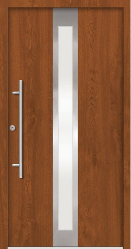 Splendoor Sicherheitshaustür RHODOS Prime RC2 aus Aluminium in Golden Oak Braun mit Glaseinsatz - Bild 1