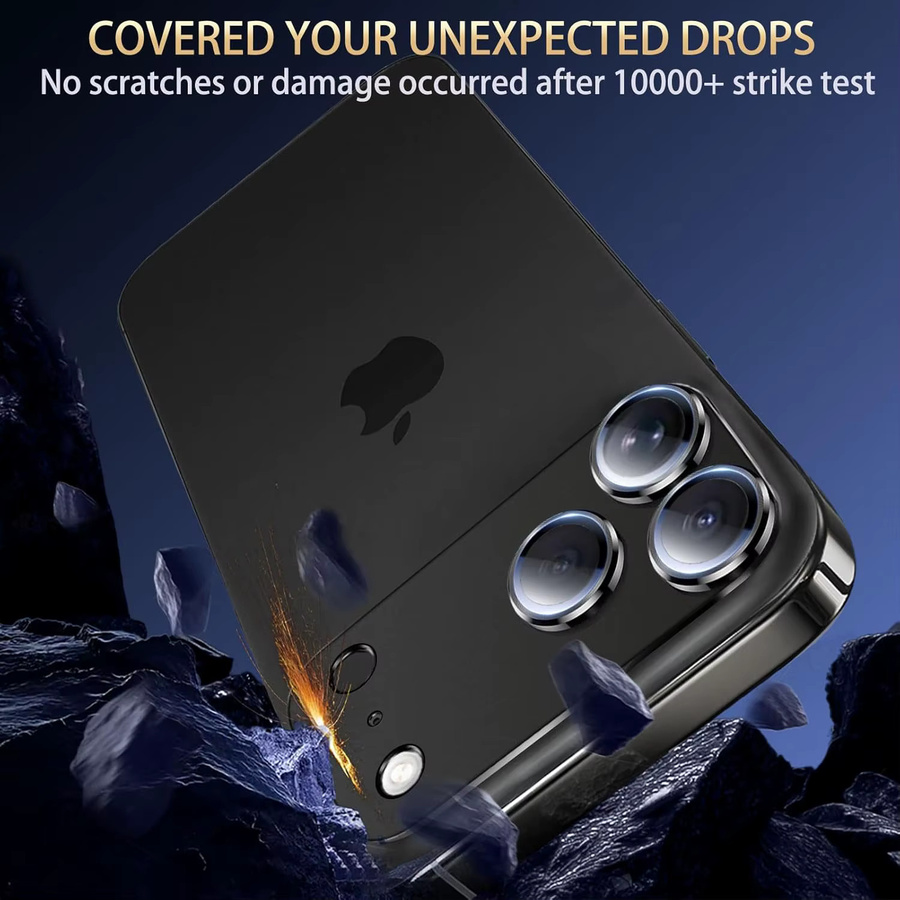 Kameraobjektivschutz aus gehärtetem Glas für Apple iPhone 17 Pro und iPhone 17 Pro Max, 9H 3D-Metall-HD-Schutz, kratzfest, transparent, silber, schwarz - Bild 2