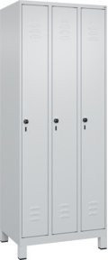 C+P Spind Classic PLUS Garderobenschrank mit 3 Abteilen, Grau, H: 195 cm, B: 75 cm, T: 50 cm, mit Sicherheits-Drehriegel und Garderobenhaken - Bild 1