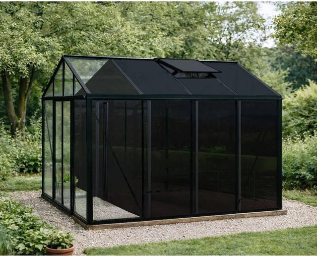 Bloomcabin Gewächshaus Klassik mit integriertem Stauraum und Sicherheitsglas in Schwarz - Bild 1