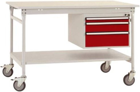 Manuflex BB5371.3003 BASIS mobiler Beistelltisch mit Melamin-Platte und Gehäuse-Unterbau, Farbe: Rubin-Rot, B/T/H: 125 x 80 x 85 cm - Bild 1