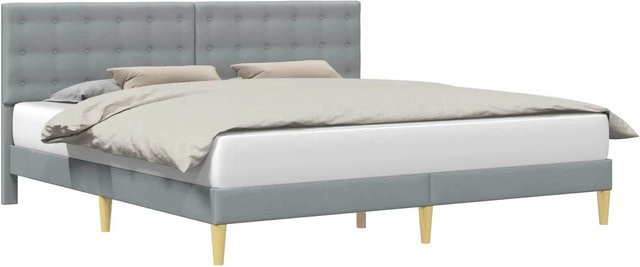vidaXL Bettrahmen mit Kopfteil in Hellgrau aus Stoff, B/T/H: 200 x 200 x 96 cm - Bild 1