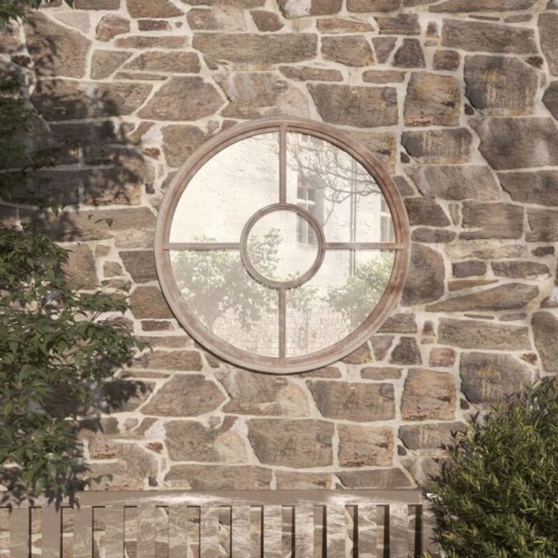 Runder Gartenspiegel Vidaxl aus Metall und Glas in Beige, Durchmesser: 60 cm, Tiefe: 4 cm - Bild 1