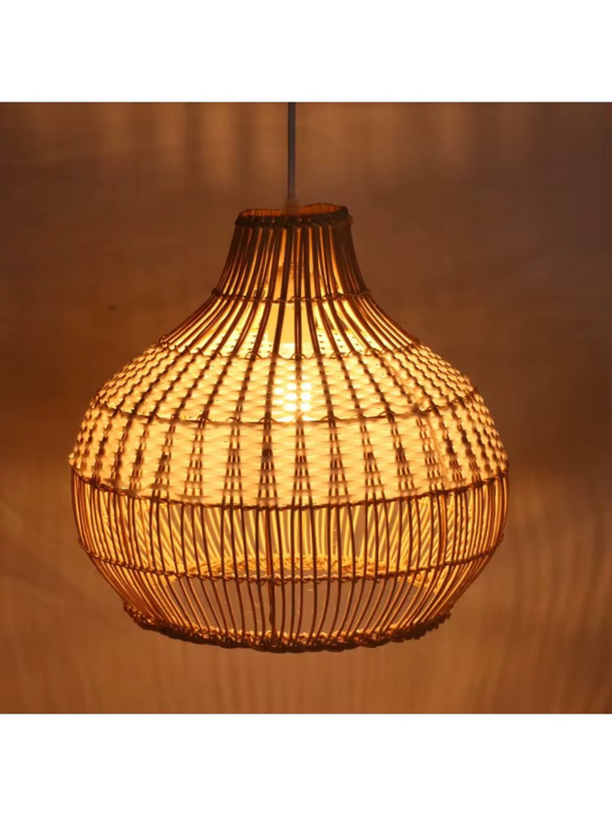 JOYINLED Vintage Rattan Pendelleuchte handgewebt im Boho-Stil für Wohnzimmer und Esszimmer, Durchmesser: 35 cm, Fassung E27 - Bild 4