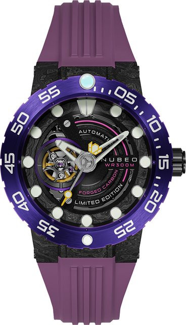 Nubeo Herrenuhr Automatik, Edelstahl, 48 mm, Silikon, Schwarz - Bild 1