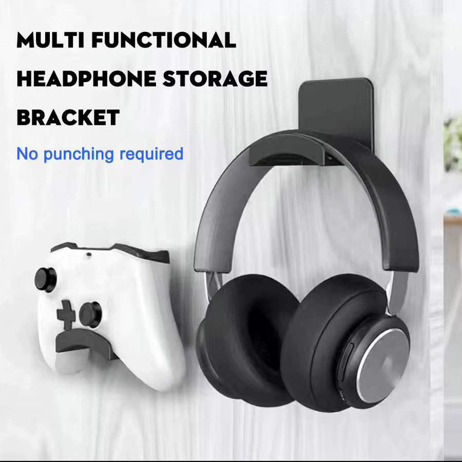 SEamopar Universelle Kopfhörerhalterung aus Kunststoff, selbstklebender Wandhalter für Headsets und Gaming-Kopfhörer, Farben: Weiß oder Schwarz - Bild 2