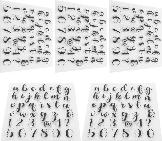 GoolRC Set aus 5 transparenten Gummi-Alphabetstempeln mit 39 Kleinbuchstaben für DIY Journal und Scrapbooking in Weiß - Bild 1