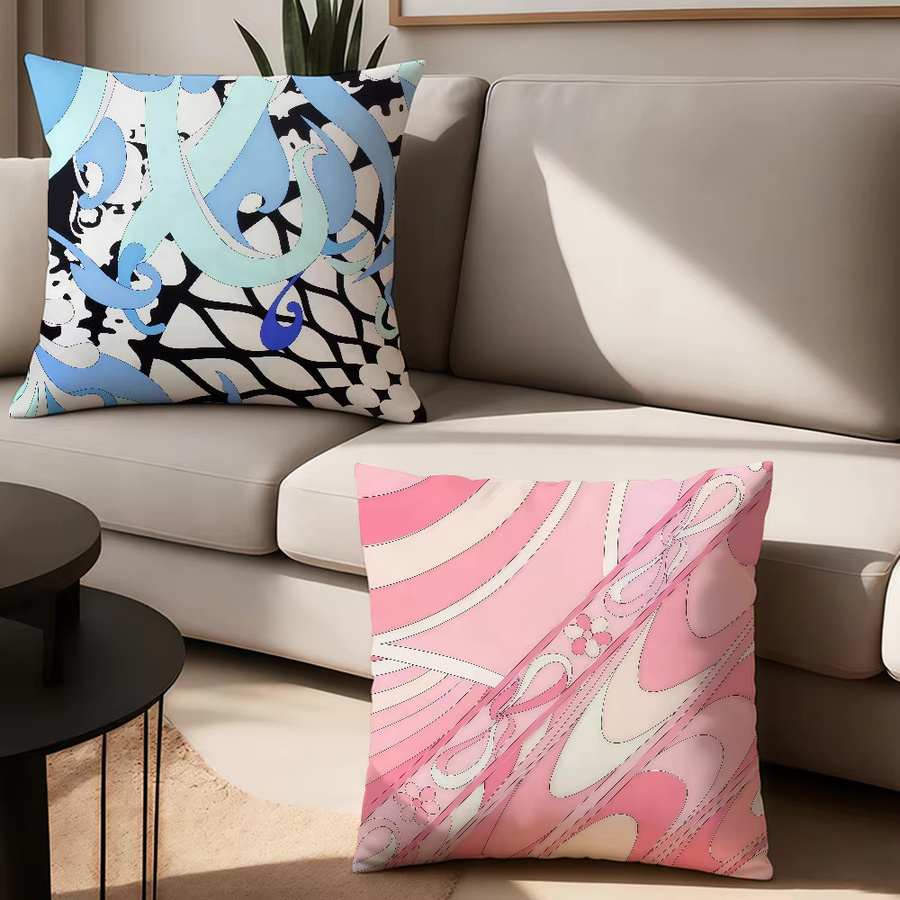 E-Emilio P-Pucci Logo Fashion-Kissenbezug in Blau, quadratisch, 30 x 30 cm - Bild 2