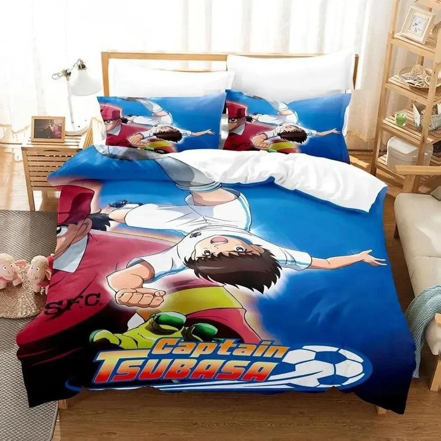 Anime Captain Tsubasa Bettwäsche-Set mit Reißverschluss, Multicolor, B/H: 135 x 200 cm - Bild 1