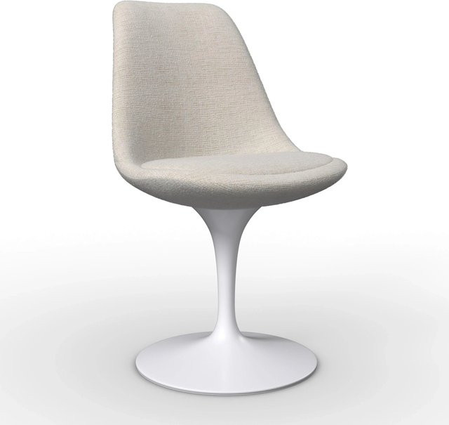 Bessagi Home Stuhl Celia Drehbar Gepolstert in Beige/Weiß mit Leinenoptik - Bild 1