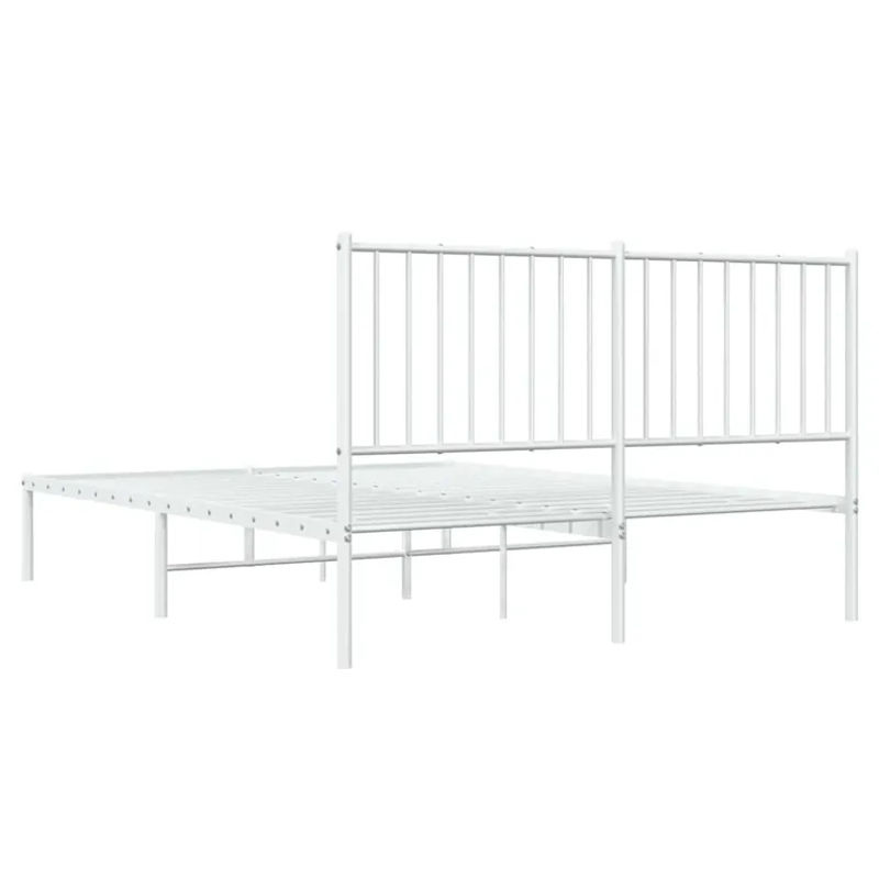 Vidaxl Metall-Bettgestell mit Kopfteil in Weiß, B/T/H: 135 x 190 cm - Bild 2