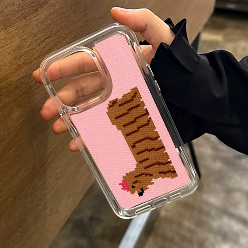 DecoPhone Handyhülle mit niedlichem Hundemuster im Pullover-Design für iPhone 11 bis iPhone 17 Pro Max Plus, transparent pink - Bild 6