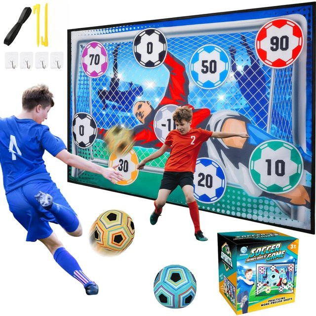 SONGYI Fußballspiel-Set, Hinterhof-Wurf-Fußballtorspiel, mit 1 Klettverschlussball, ab 3 Jahren - Bild 1