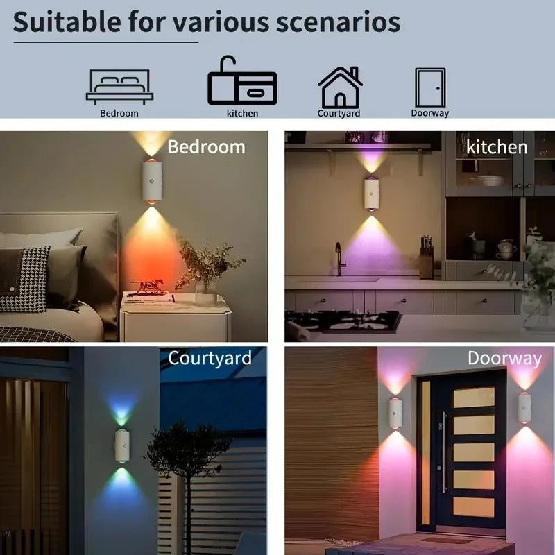 4er-Set YJMP Super Lighting Intelligente LED-Nachtlichter mit Bewegungssensor, USB-wiederaufladbar, RGB-Farbverlauf, Weiß/Mehrfarbig - Bild 2