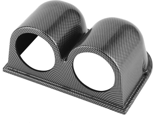 CosyHome Universal 2-Loch Instrumentenhalterung im Carbonfaser-Stil für das Auto Armaturenbrett, Schwarz, 52mm - Bild 1