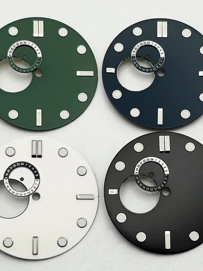 RICHUS Zifferblatt, 32 mm, grün blau leuchtend, Silber, passend für NH39 Uhrwerk - Bild 3
