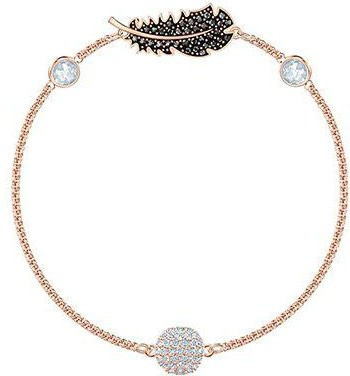 Swarovski Armband, Feder-Strang, Schwarze Feder Imitation Kristall, Roségold, Damen - Bild 1