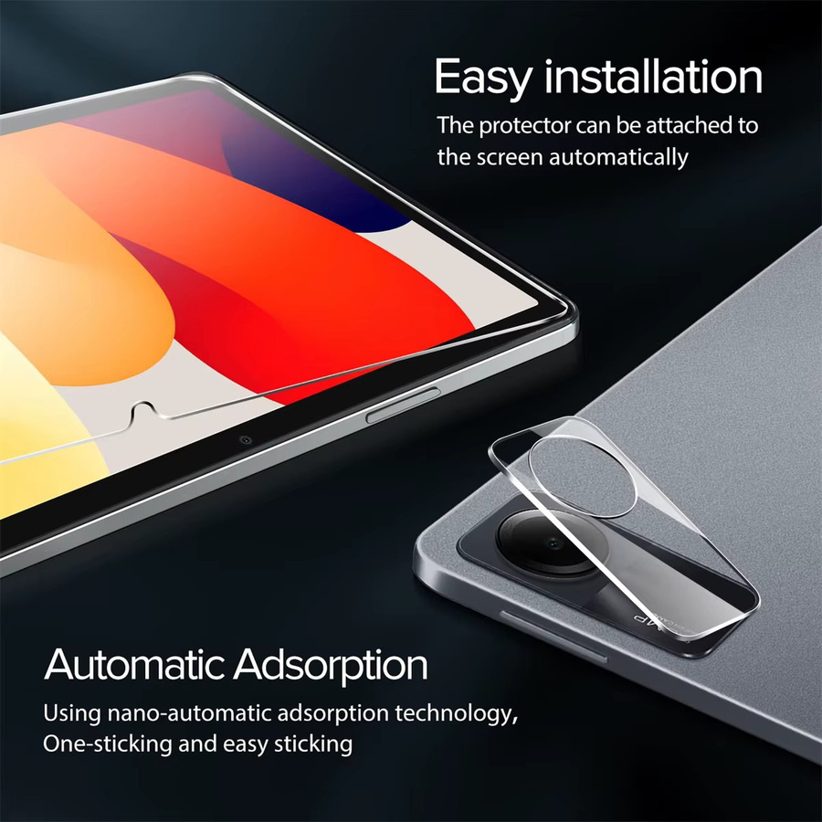 Xiaomi Redmi Pad SE Displayschutzfolie aus gehärtetem Glas mit Rückkamera-Schutz, transparent, 9H Härtegrad - Bild 5