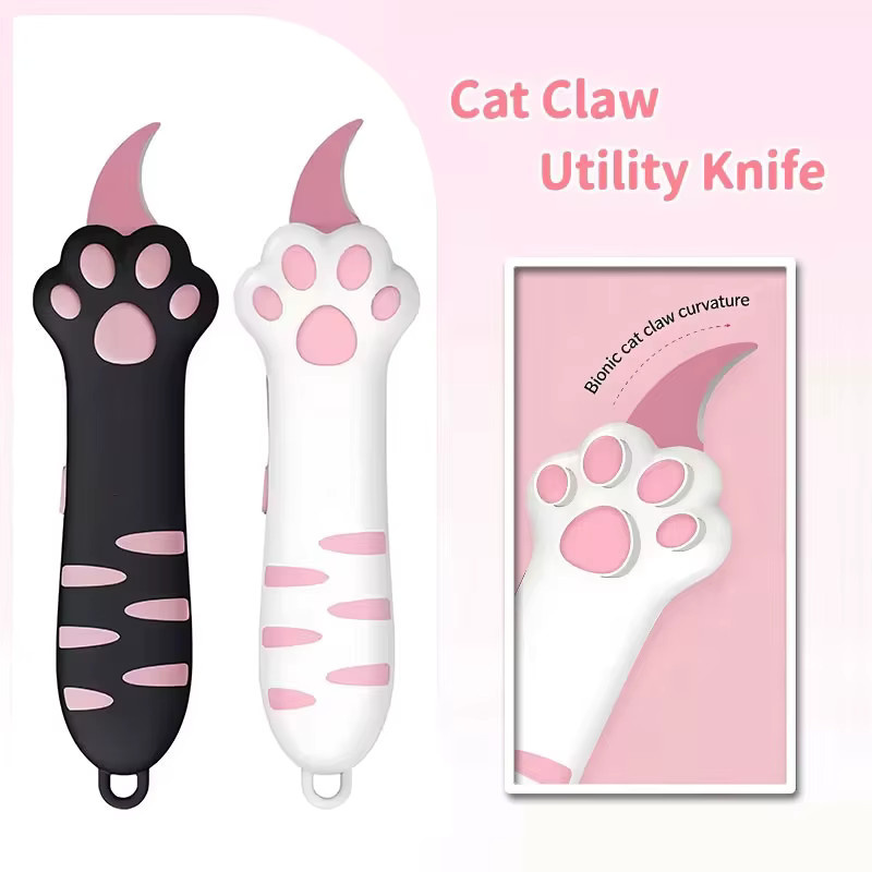 3er Pack Multifunktionales Katzenpfoten Paketöffner-Messer mit einziehbarer Klinge aus Kunststoff - Bild 3