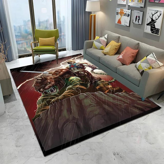 He Man Masters of the Universe Teppich von YunhengTechnology, rutschfeste und waschbare Bodenmatte für Kinderzimmer und Wohnbereich, Mehrfarbig, Breite: 70 cm, Tiefe: 100 cm - Bild 1