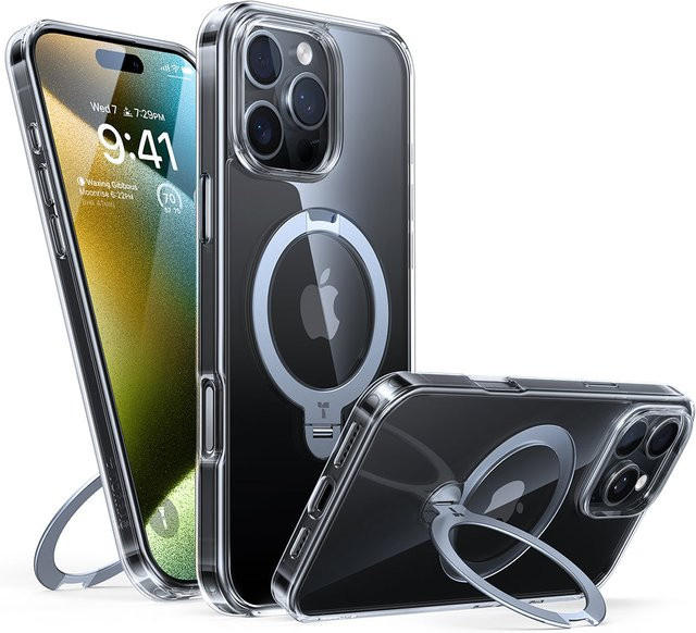 Torras MagSafe Hülle für Apple iPhone 16 Pro mit Ostand Spin in Transparent - Bild 1