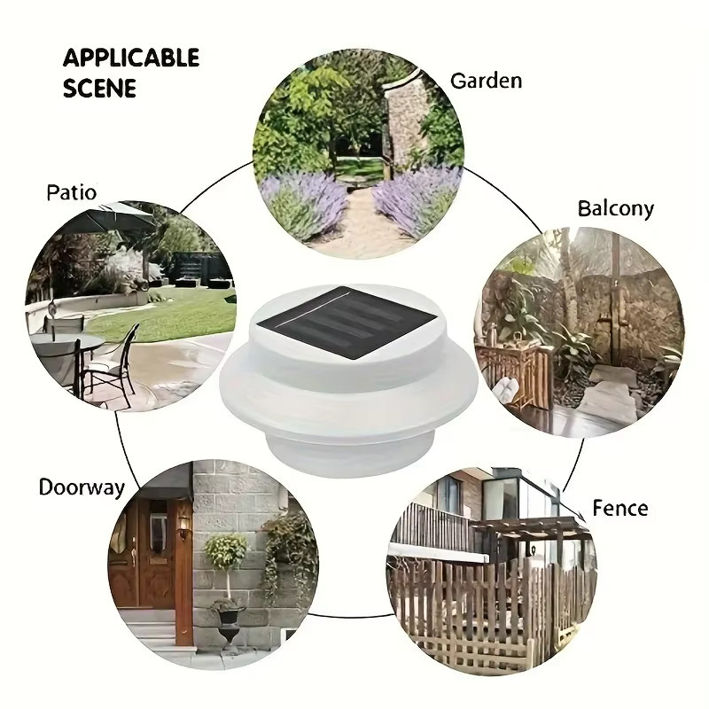 XIWANGFIRE Solar-LED-Wandleuchten in Weiß für Außenbereich, Veranda und Zaun, wasserdicht mit integrierter LED - Bild 4